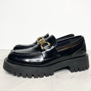 Steve Madden Lyanna Black Patent Lug Sole Loafer 6 1/2 M
